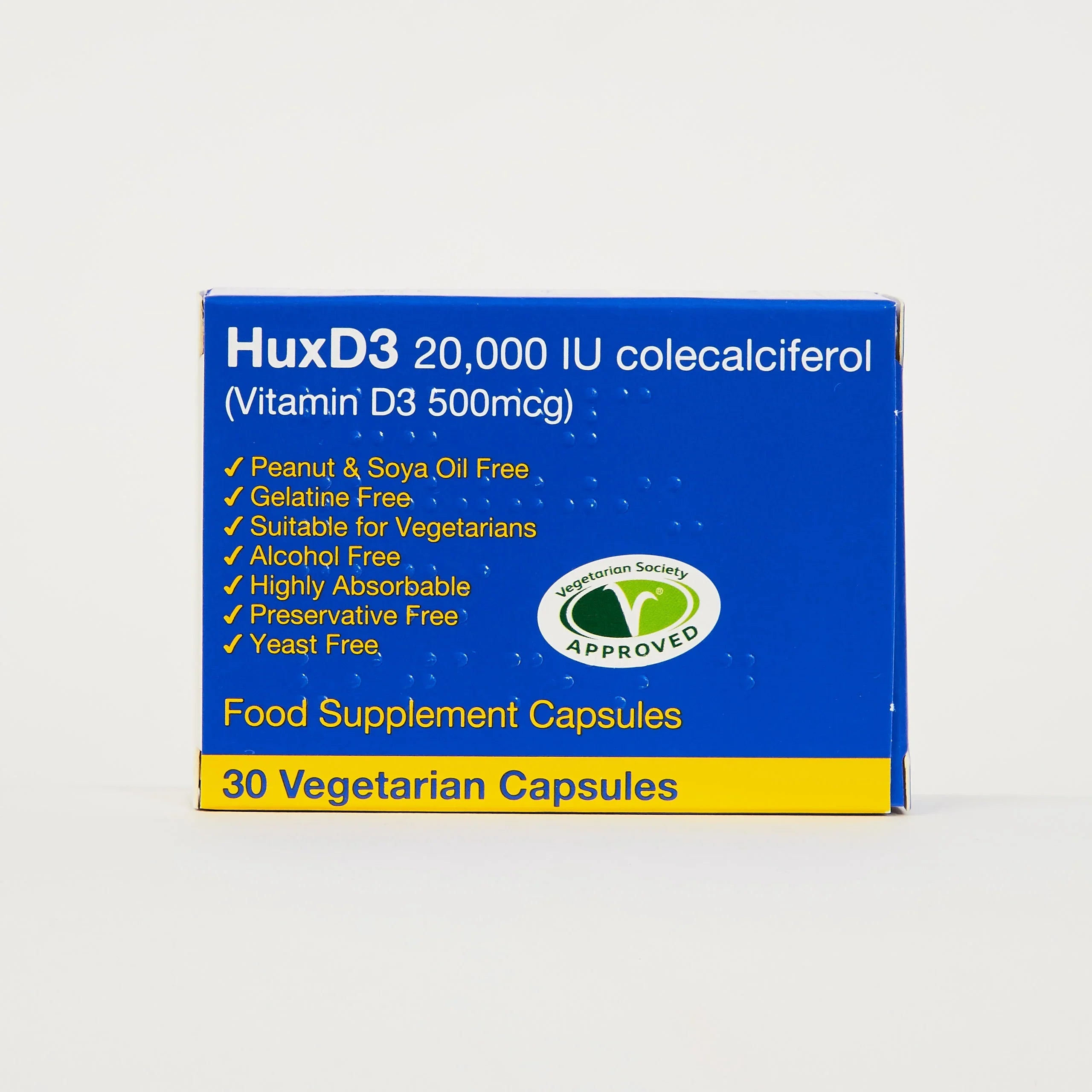 HuxD3 20,000iu Vitamin D3 Vegetarian Capsules