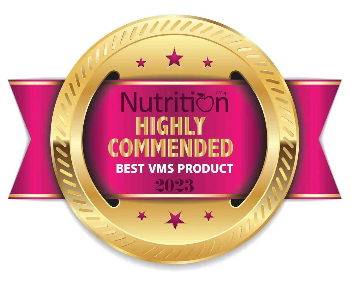Gold seal award for Highly Commended Best VMS Product 2023 by I-Mag Nutrition